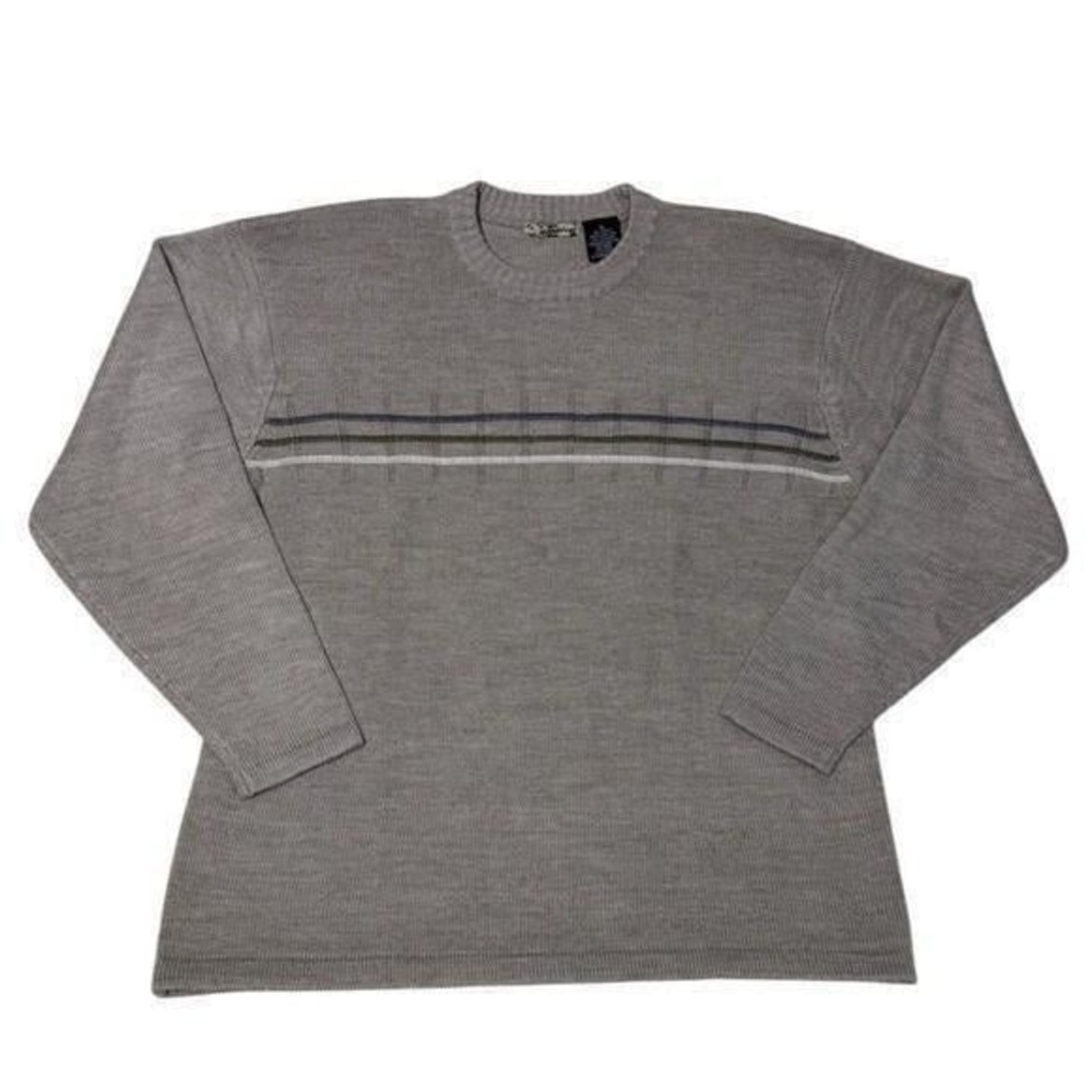 Vintage Quiksilver Gray Sweater Crewneck Ribbed Stripe Gorpcore 90s Y2K Dad XL